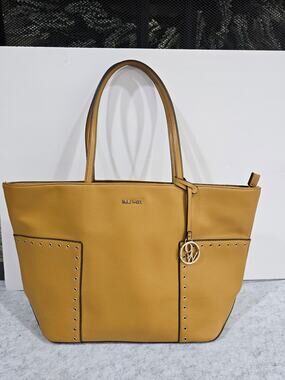 Nine West Yellow Shoulder Bag, 9W logo Charm, Spring Style, Stud Accents, Large